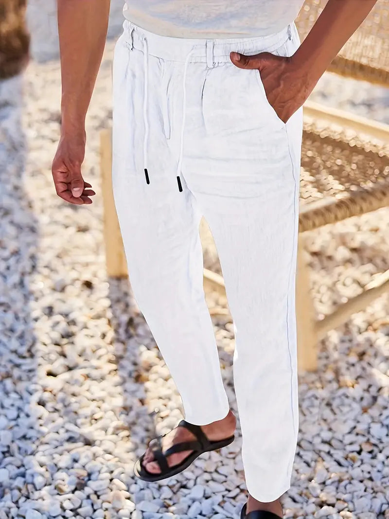 NICHOLS | PANTALONES ANCHOS DE LINO CON CORDÓN