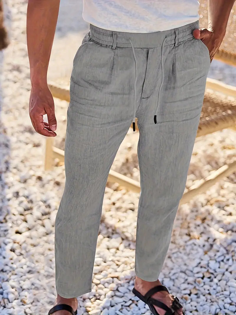 NICHOLS | PANTALONES ANCHOS DE LINO CON CORDÓN