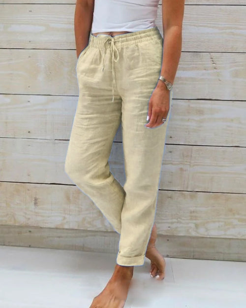 Amira | Pantalón de Algodón y Lino con Cintura Elástica