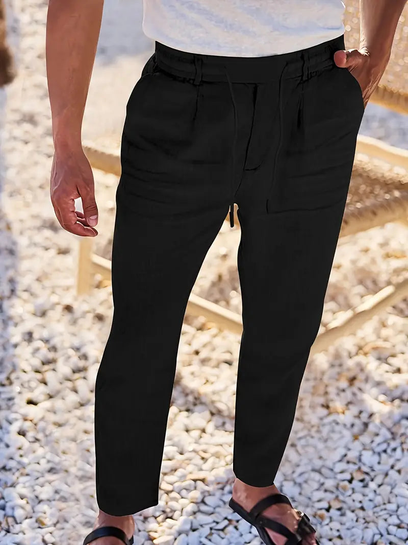 NICHOLS | PANTALONES ANCHOS DE LINO CON CORDÓN