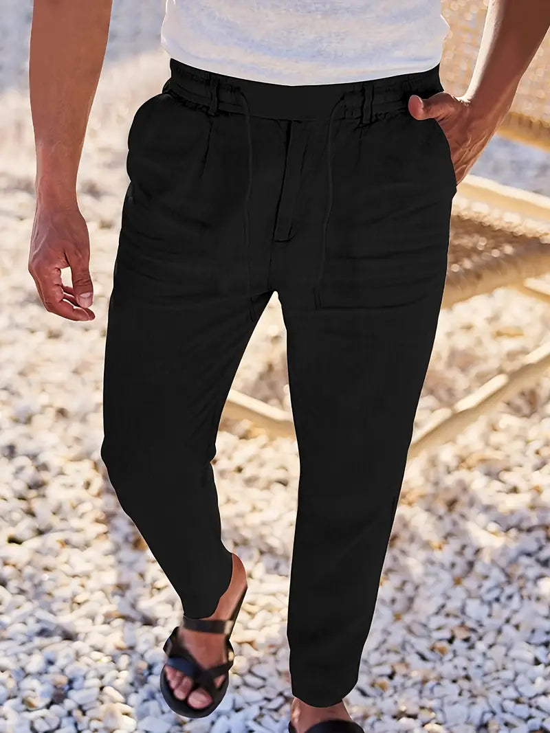 NICHOLS | PANTALONES ANCHOS DE LINO CON CORDÓN