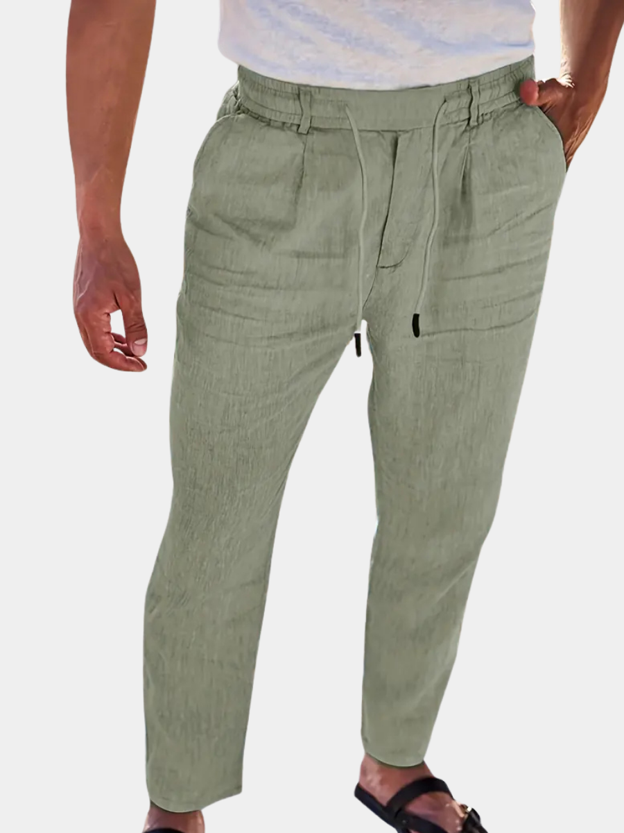 NICHOLS | PANTALONES ANCHOS DE LINO CON CORDÓN