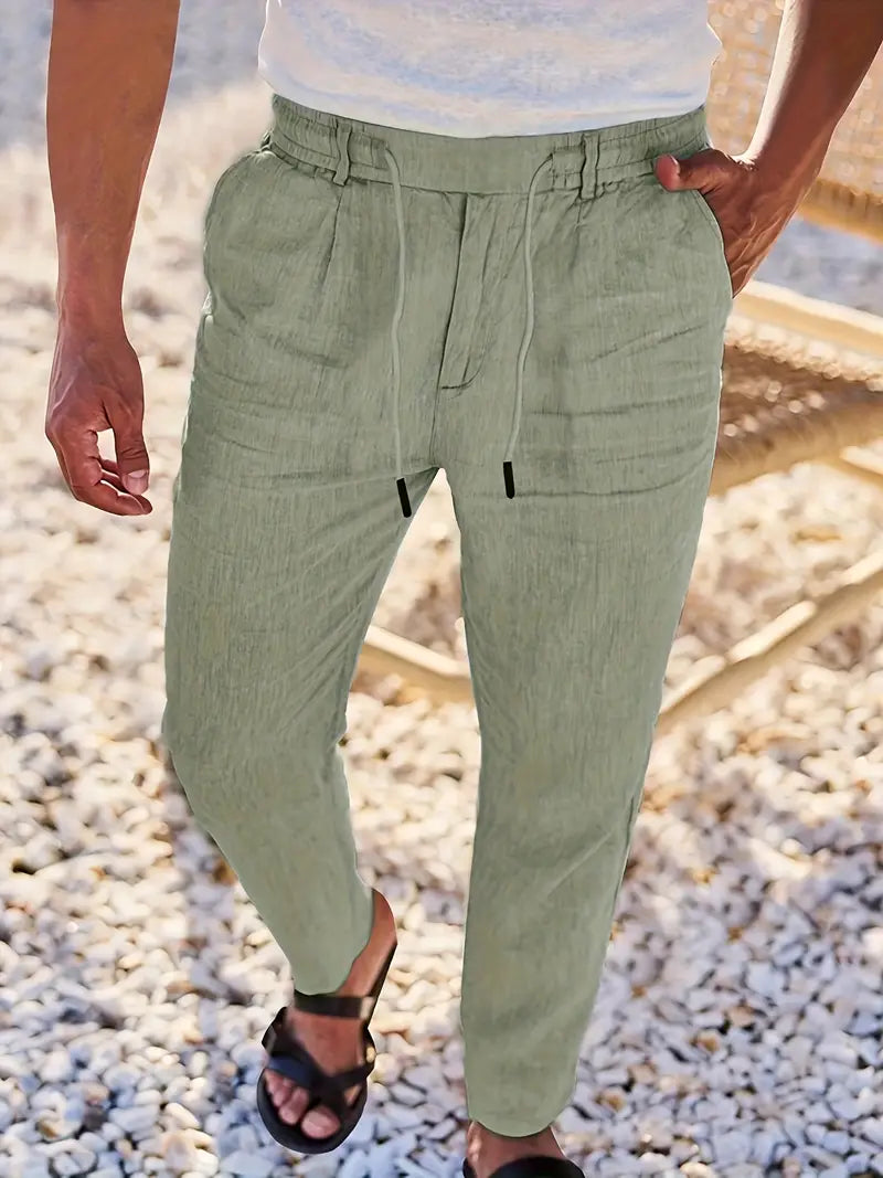 NICHOLS | PANTALONES ANCHOS DE LINO CON CORDÓN