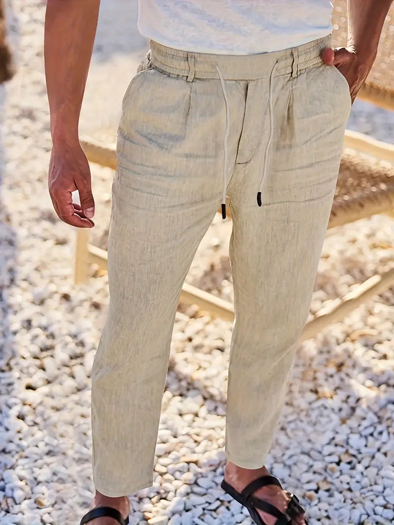 NICHOLS | PANTALONES ANCHOS DE LINO CON CORDÓN