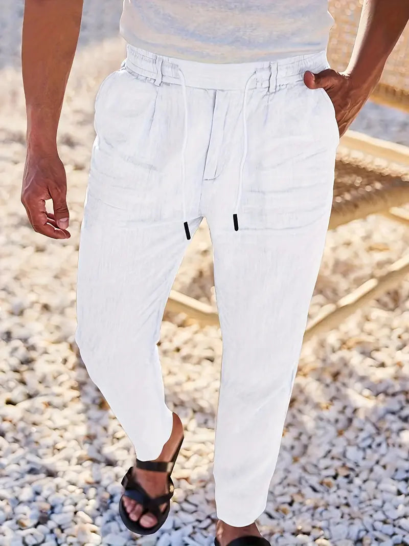 NICHOLS | PANTALONES ANCHOS DE LINO CON CORDÓN