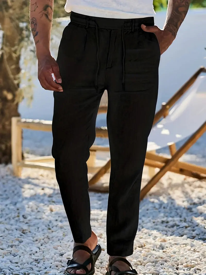 NICHOLS | PANTALONES ANCHOS DE LINO CON CORDÓN