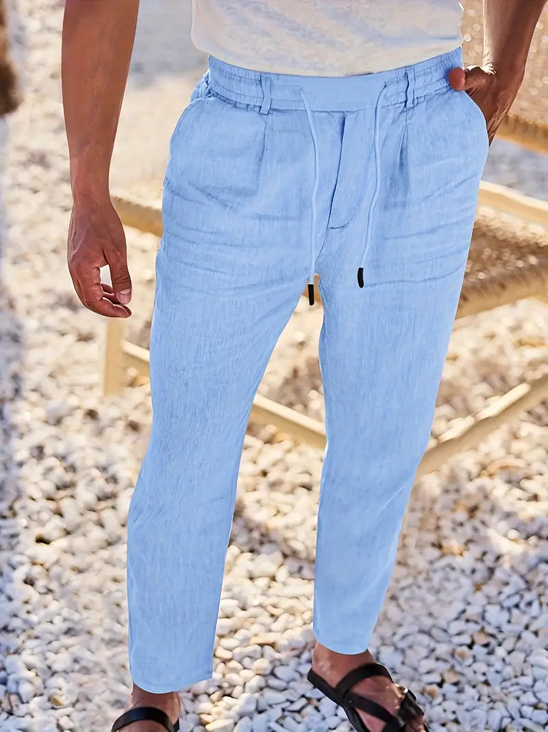NICHOLS | PANTALONES ANCHOS DE LINO CON CORDÓN