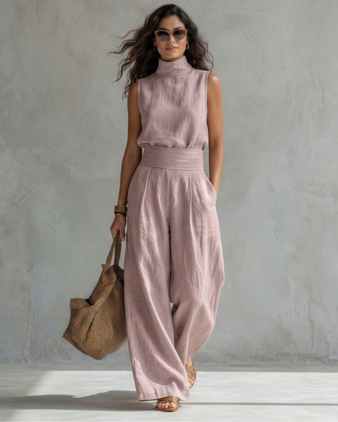 Josefina | Conjunto Top y Pantalón Ancho Algodón Lino