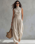 Josefina | Conjunto Top y Pantalón Ancho Algodón Lino
