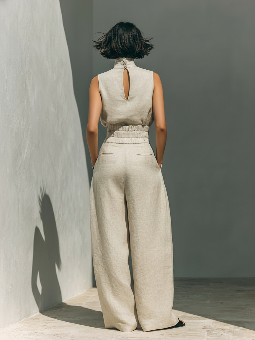 Josefina | Conjunto Top y Pantalón Ancho Algodón Lino