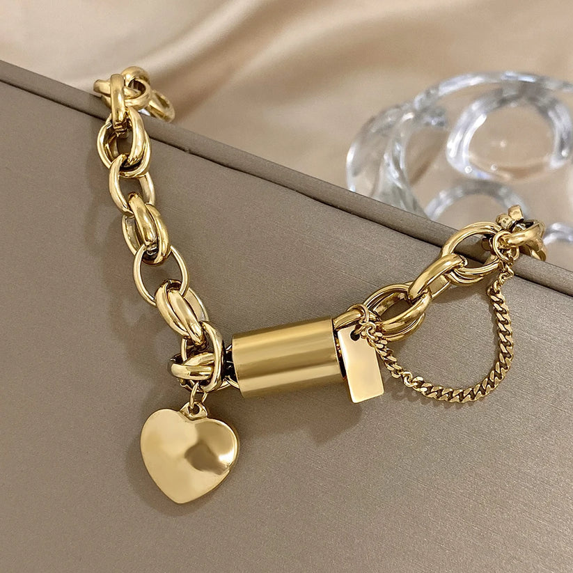 Pulsera Chunky Heartened | Oro
