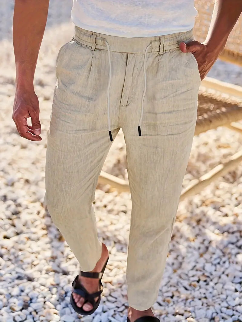 NICHOLS | PANTALONES ANCHOS DE LINO CON CORDÓN