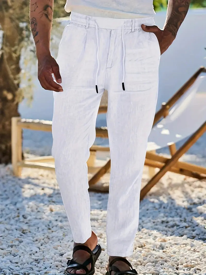NICHOLS | PANTALONES ANCHOS DE LINO CON CORDÓN