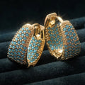 Pendientes de aro con cuentas turquesas color oro | Oro
