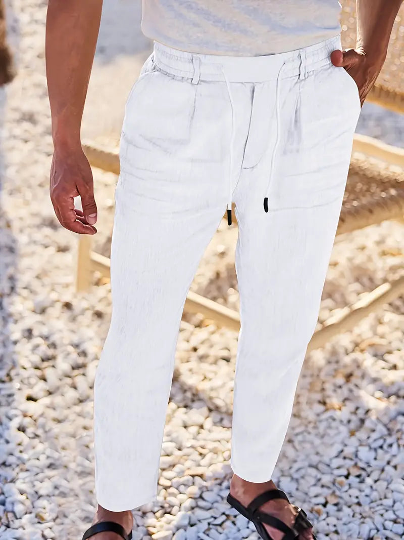 NICHOLS | PANTALONES ANCHOS DE LINO CON CORDÓN