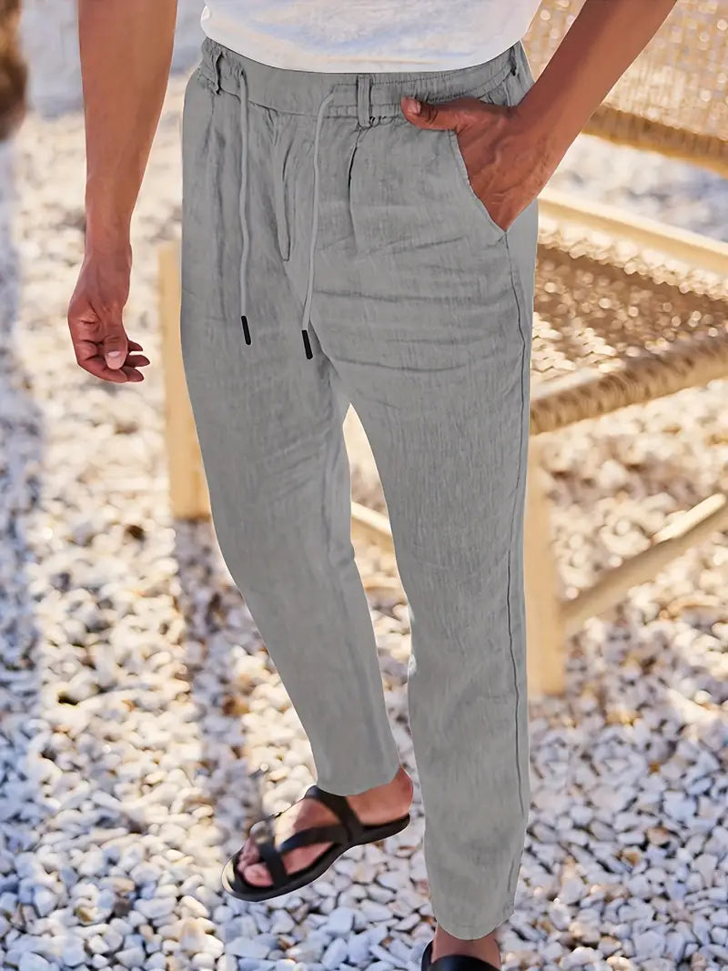 NICHOLS | PANTALONES ANCHOS DE LINO CON CORDÓN