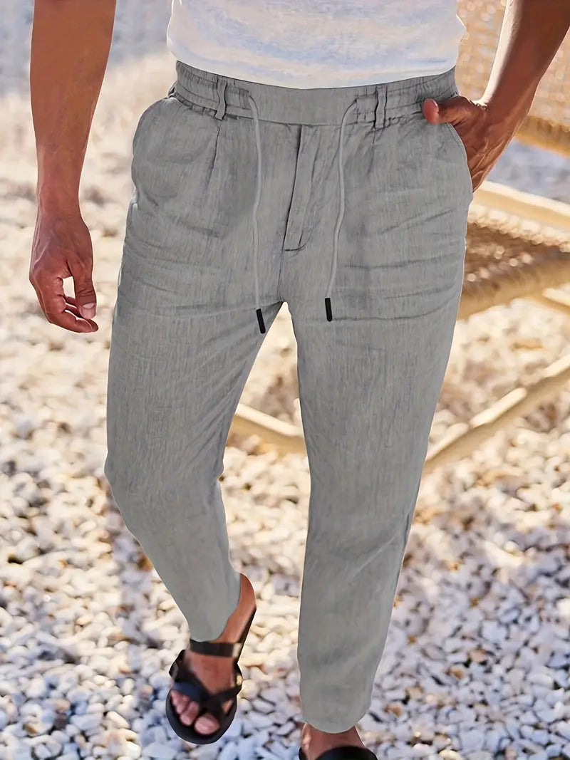 NICHOLS | PANTALONES ANCHOS DE LINO CON CORDÓN