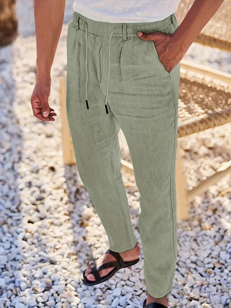NICHOLS | PANTALONES ANCHOS DE LINO CON CORDÓN