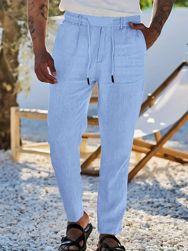 NICHOLS | PANTALONES ANCHOS DE LINO CON CORDÓN