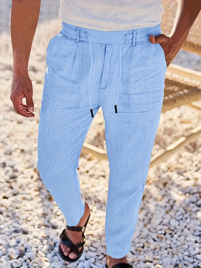 NICHOLS | PANTALONES ANCHOS DE LINO CON CORDÓN