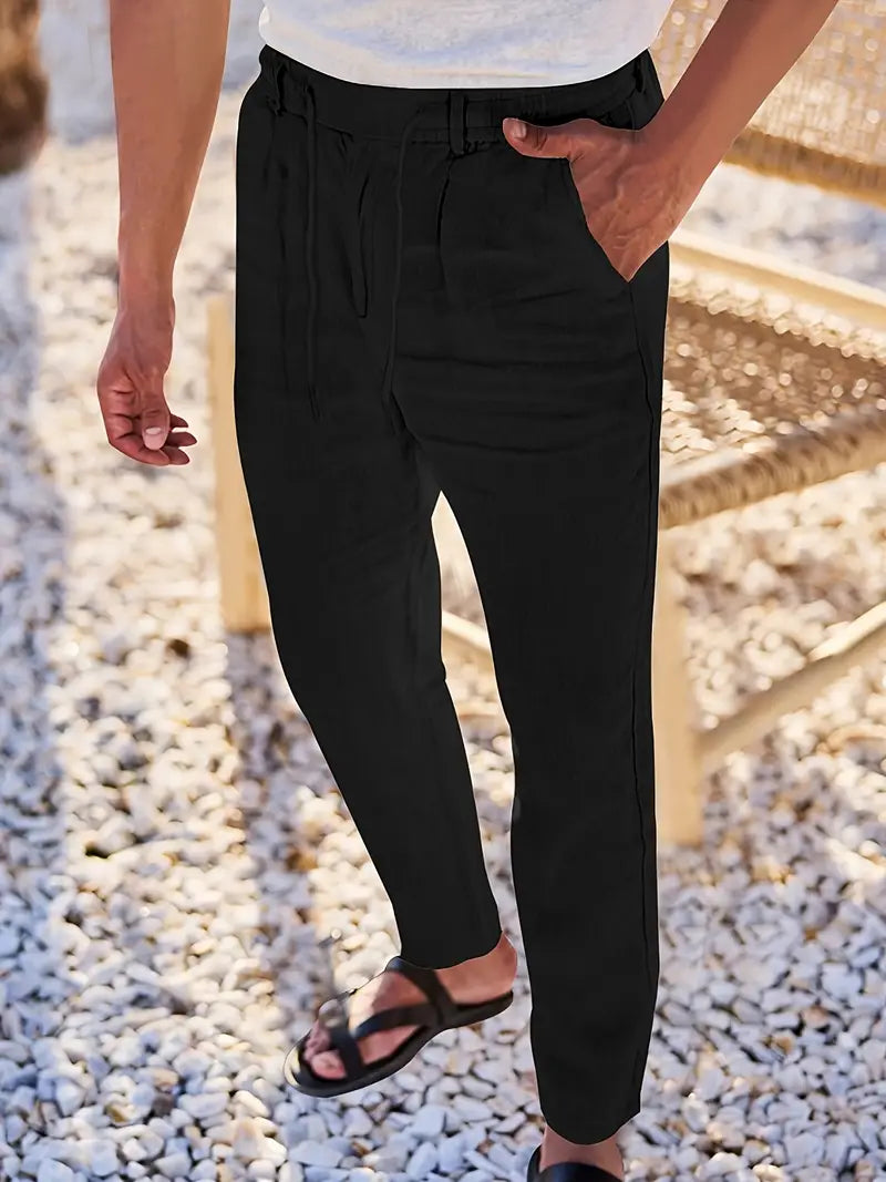 NICHOLS | PANTALONES ANCHOS DE LINO CON CORDÓN