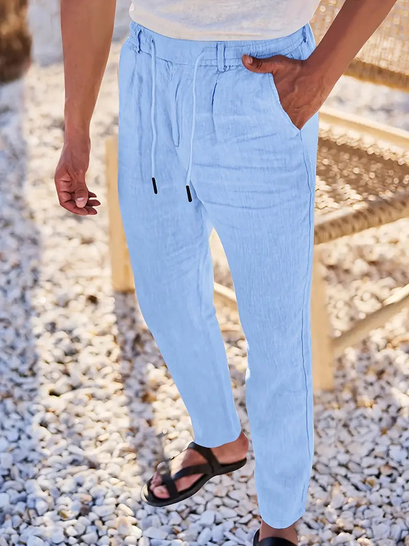 NICHOLS | PANTALONES ANCHOS DE LINO CON CORDÓN