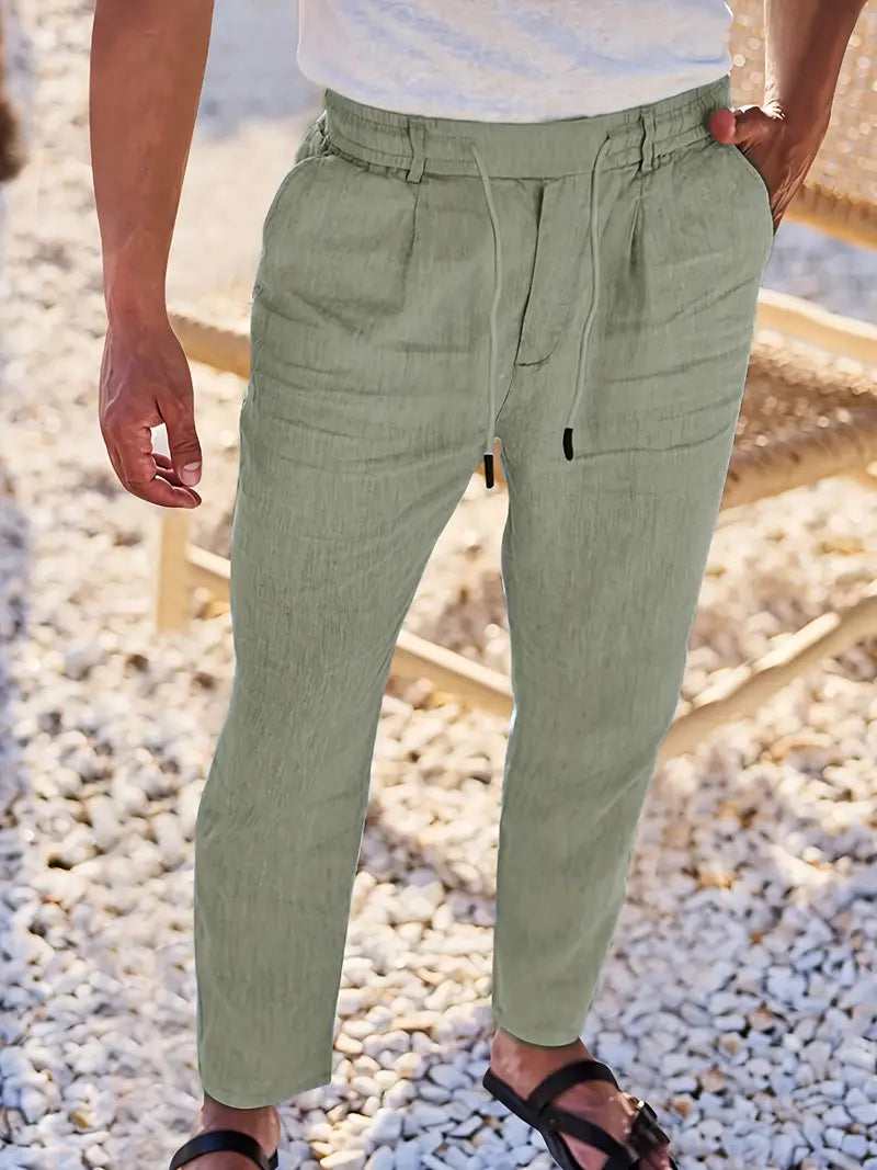 NICHOLS | PANTALONES ANCHOS DE LINO CON CORDÓN