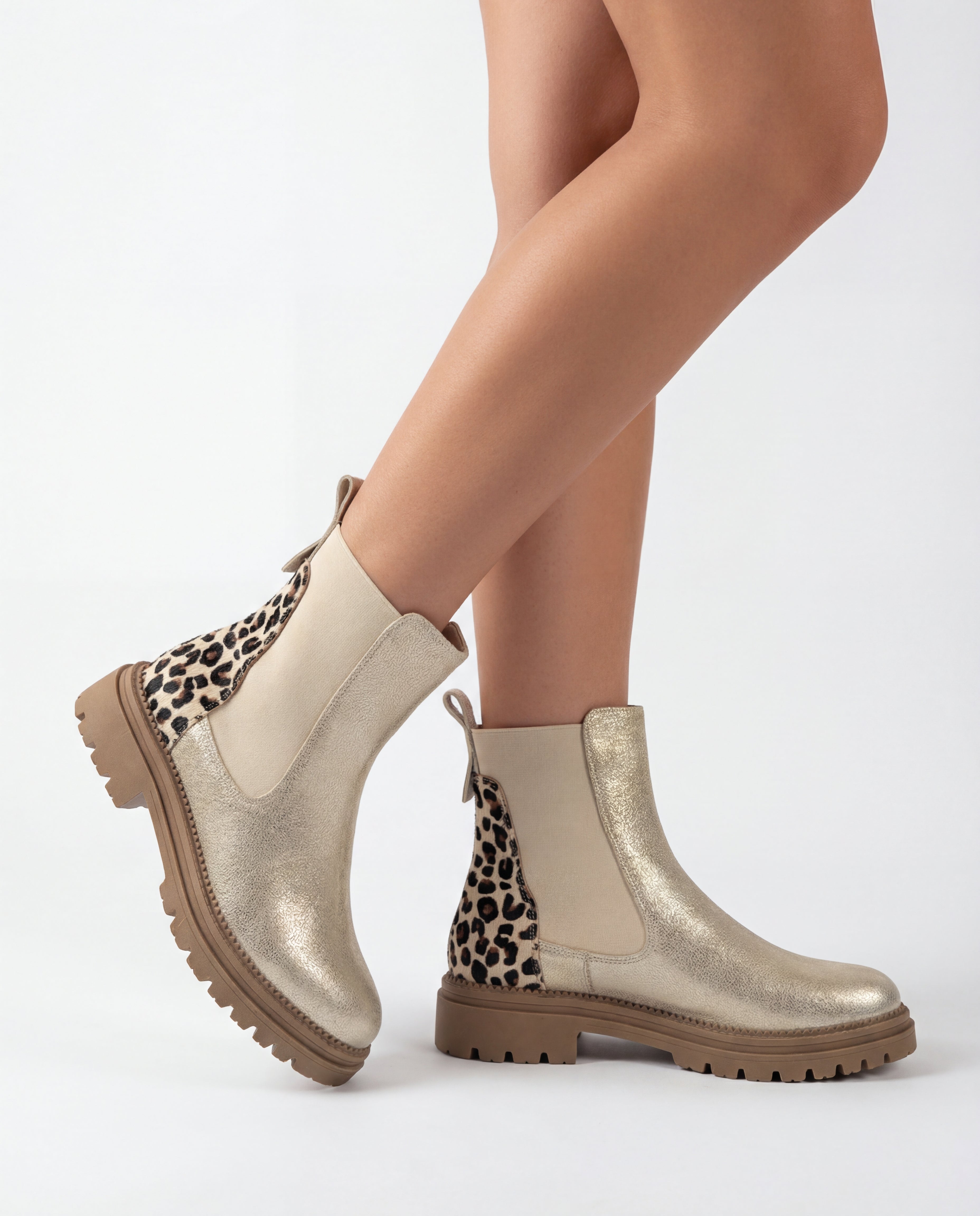 Chelsea Botas Doradas - Detalle Leopardo