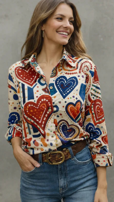 Camisa Vintage Corazones Boho