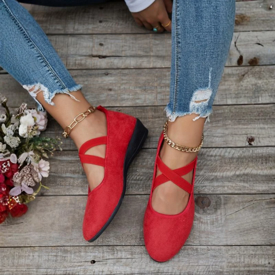 Isabella | Zapatos de Bailarina con Cuña Cerrada