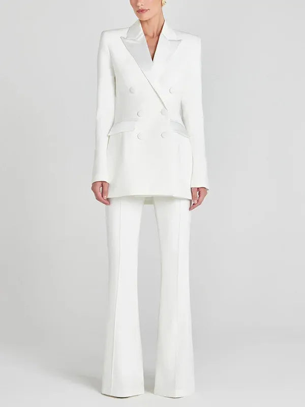 Sofia | Blazer cruzado de satén blanco